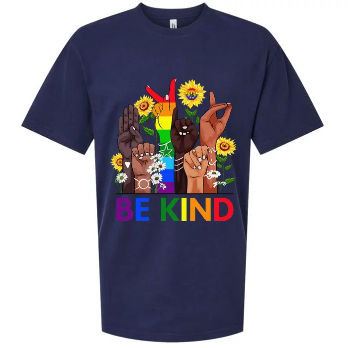 Be Kind Sign Language Hand Talking Lgbtq+ Gay Les Pride Asl Sueded Cloud Jersey T-Shirt