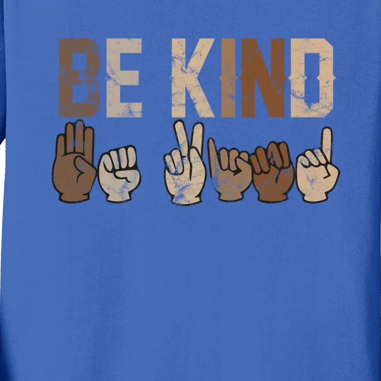 Be Kind Sign Language Racial Equality Teachers Melanin Asl Gift Kids Long Sleeve Shirt