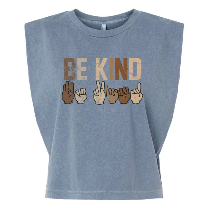 Be Kind Sign Language Racial Equality Teachers Melanin Asl Gift Garment-Dyed Women's Muscle Tee