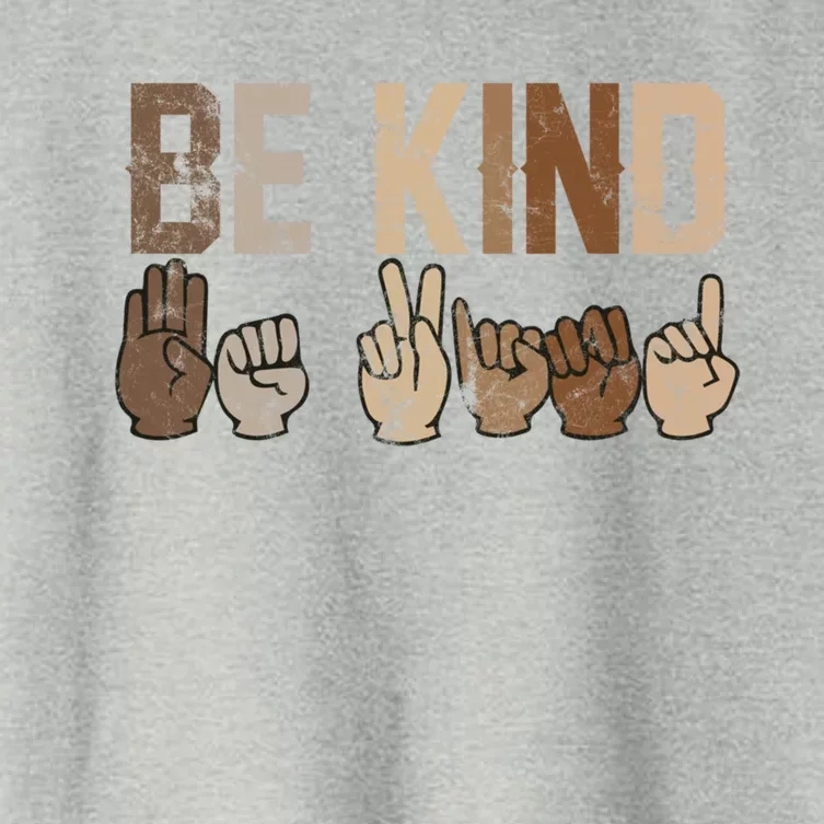 Be Kind Sign Language Racial Equality Teachers Melanin Asl Gift Women's Crop Top Tee