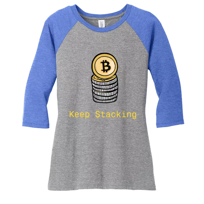 Bitcoin Keep Stacking Women's Tri-Blend 3/4-Sleeve Raglan Shirt