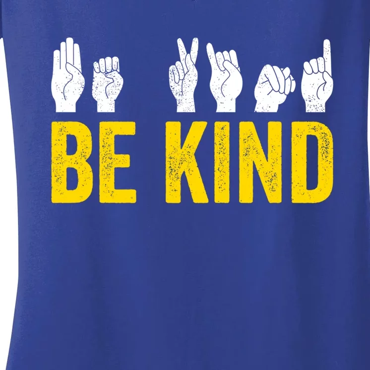 Be Kind Sign Language Asl Funny Gift Women's V-Neck T-Shirt