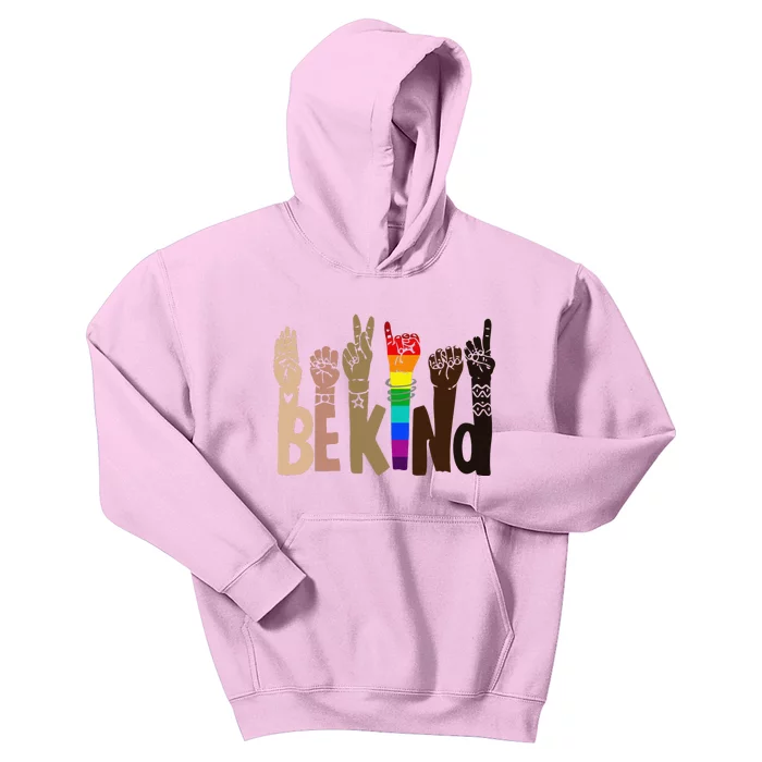 Be Kind Sign Language LGBT AntiRacism Kindness Raise Hand Kids Hoodie