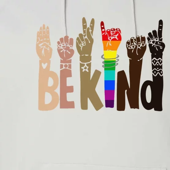 Be Kind Sign Language LGBT AntiRacism Kindness Raise Hand Performance Fleece Hoodie