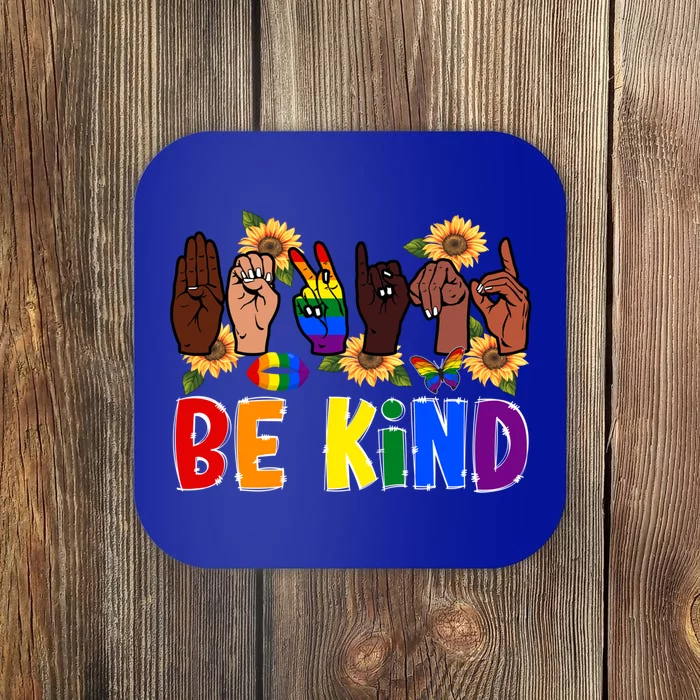 Be Kind Sign Language Hand Lgbt Pride Month Gay Rainbow Gift Coaster