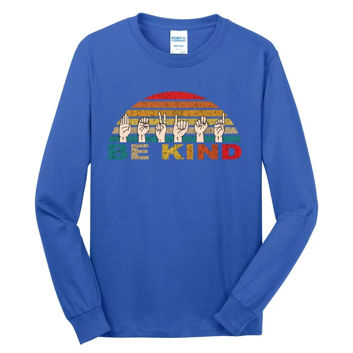 Be Kind Sign Language Vintage Inspirational Graphic Cool Gift Tall Long Sleeve T-Shirt