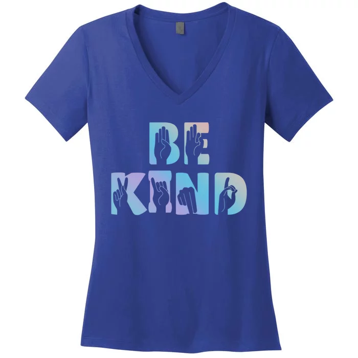 Be Kind Sign Language Choose Kindness Cool Gift Women's V-Neck T-Shirt