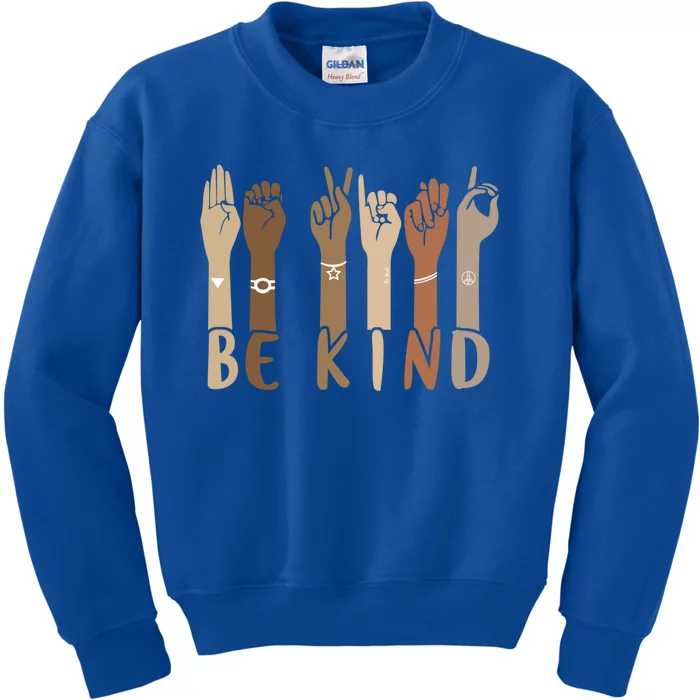 Be Kind Sign Language Hand Talking Teachers Interpreter Asl Cool Gift Kids Sweatshirt