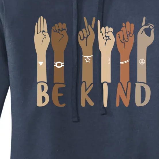 Be Kind Sign Language Hand Talking Teachers Interpreter Asl Cool Gift Women's Pullover Hoodie