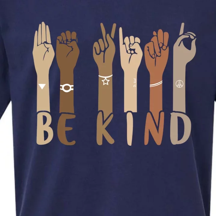 Be Kind Sign Language Hand Talking Teachers Interpreter Asl Cool Gift Sueded Cloud Jersey T-Shirt