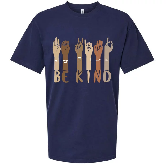 Be Kind Sign Language Hand Talking Teachers Interpreter Asl Cool Gift Sueded Cloud Jersey T-Shirt