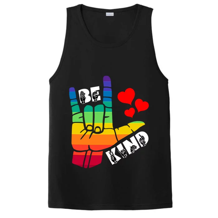 Be Kind Sign Language Rainbow Lgbtq Gift Performance Tank