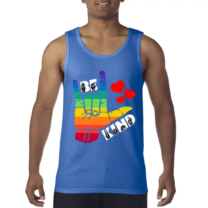 Be Kind Sign Language Rainbow Lgbtq Gift Tank Top