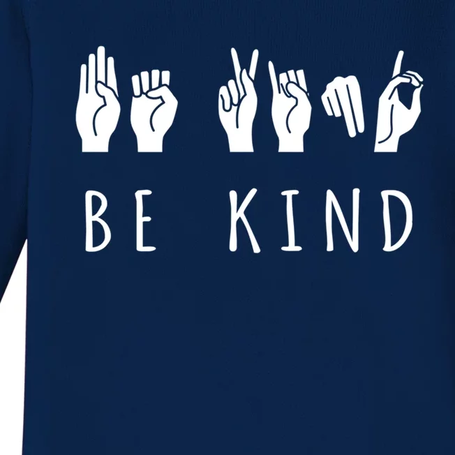 Be Kind Sign Language Gift Asl Gift Baby Long Sleeve Bodysuit