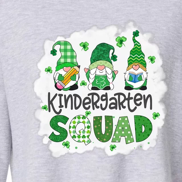 Bleached Kindergarten Squad Gnomies St Patricks Day Teacher Gift Cropped Pullover Crew