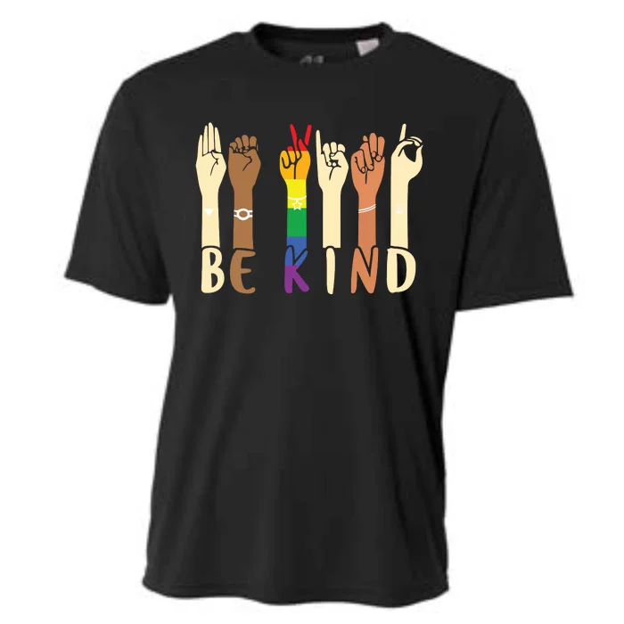 Be Kind Sign Language Hand Talking LGBT Gay Les Pride ASL Cooling Performance Crew T-Shirt