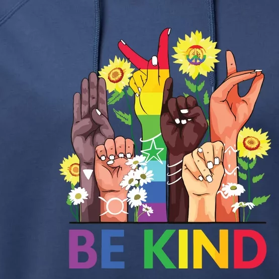 Be Kind Sign Language Hand Talking LGBTQ Gay Les Pride ASL Performance Fleece Hoodie