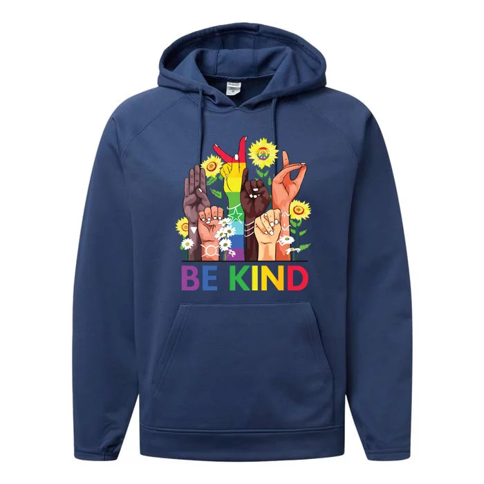 Be Kind Sign Language Hand Talking LGBTQ Gay Les Pride ASL Performance Fleece Hoodie