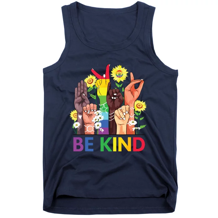 Be Kind Sign Language Hand Talking LGBTQ Gay Les Pride ASL Tank Top