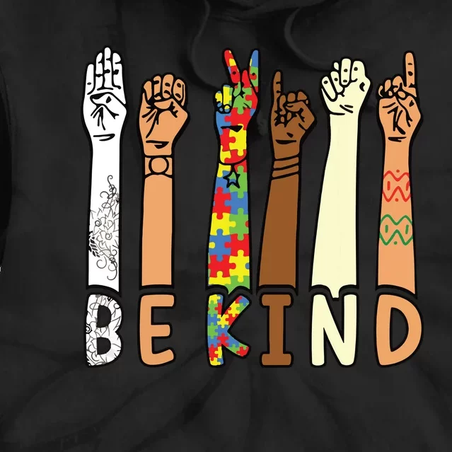 Be Kind Sign Language Hand Talking Teachers Interpreter ASL Tie Dye Hoodie