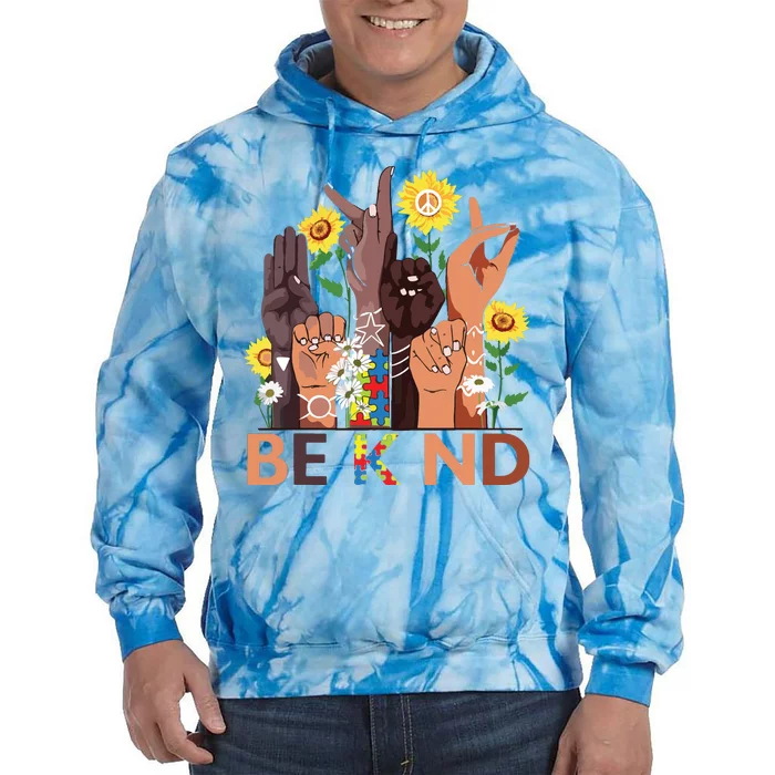 Be Kind Sign Language Hand Talking Teachers Interpreter ASL Tie Dye Hoodie