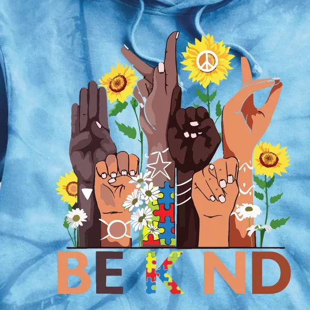 Be Kind Sign Language Hand Talking Teachers Interpreter ASL Tie Dye Hoodie