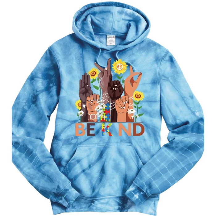 Be Kind Sign Language Hand Talking Teachers Interpreter ASL Tie Dye Hoodie