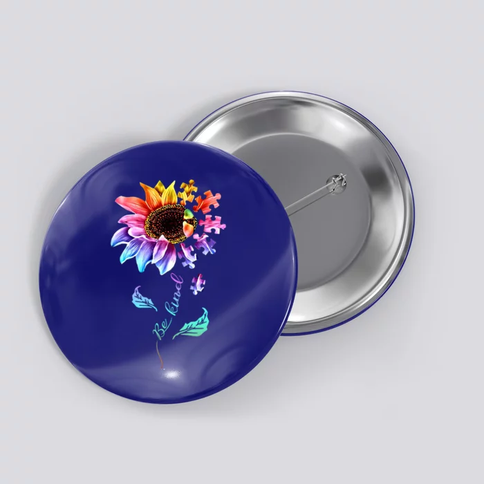 Be Kind Sunflower Autism Awareness Be Kind Autism Gift Button