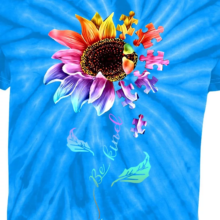 Be Kind Sunflower Autism Awareness Be Kind Autism Gift Kids Tie-Dye T-Shirt