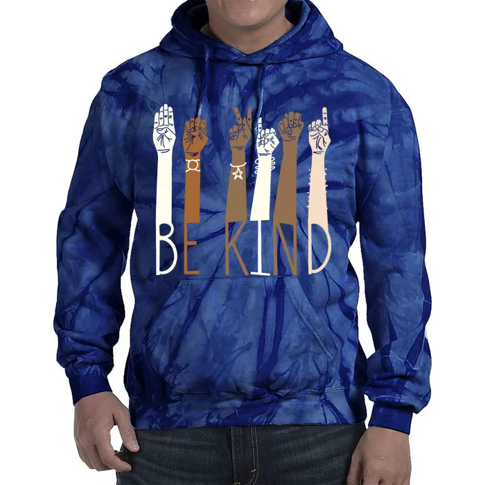 Be Kind Sign Language Hand Talking Teachers Interpreter ASL Tie Dye Hoodie