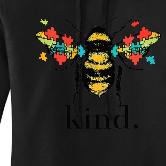 Bee Kind Support Autism Awareness Kindness Day Retro Classic Women's Pullover Hoodie