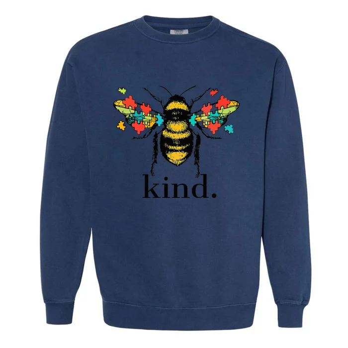 Bee Kind Support Autism Awareness Kindness Day Retro Classic Garment-Dyed Sweatshirt