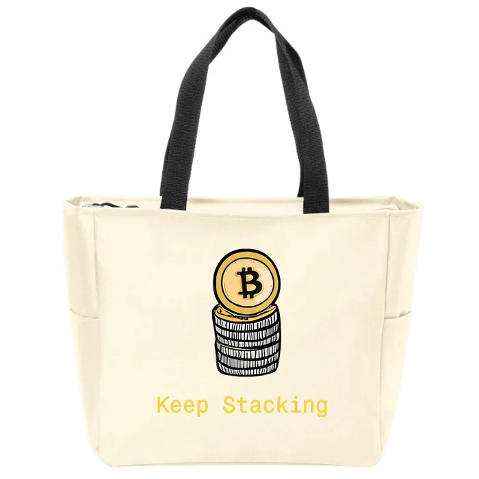 Bitcoin Keep Stacking Zip Tote Bag