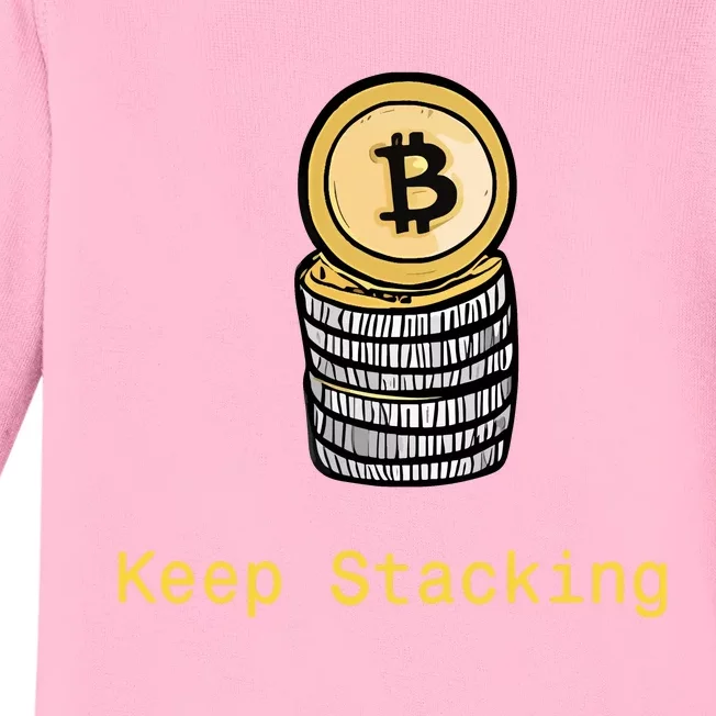 Bitcoin Keep Stacking Baby Long Sleeve Bodysuit