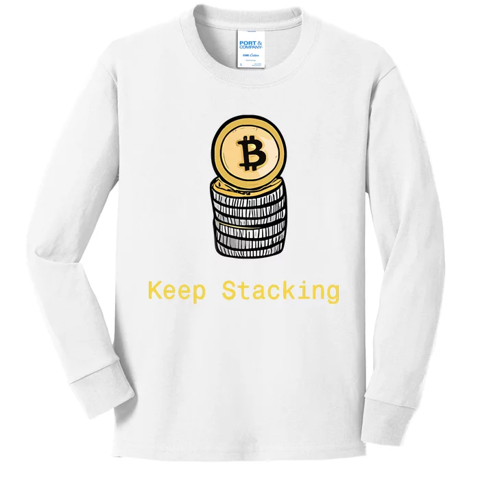 Bitcoin Keep Stacking Kids Long Sleeve Shirt