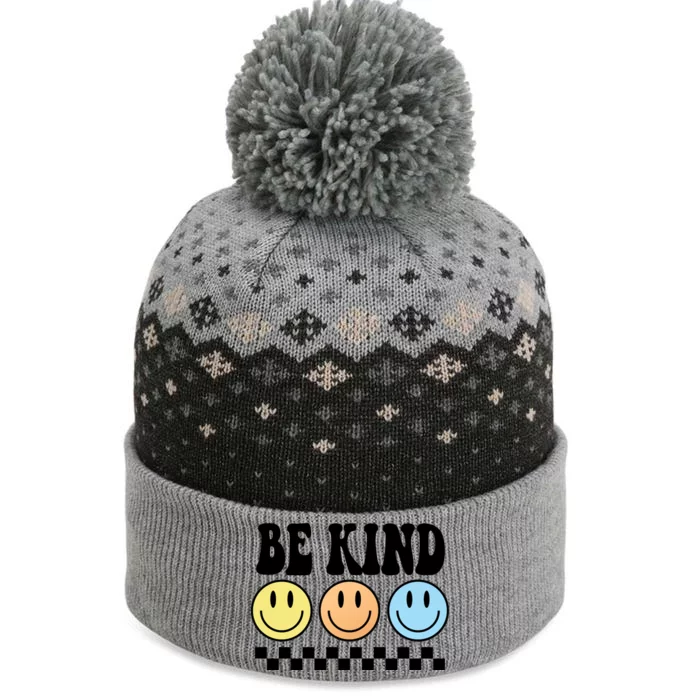 Be Kind Smiley Retro The Baniff Cuffed Pom Beanie