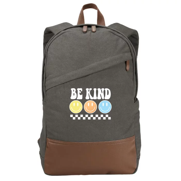 Be Kind Smiley Retro Cotton Canvas Backpack