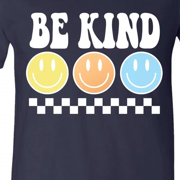 Be Kind Smiley Retro V-Neck T-Shirt