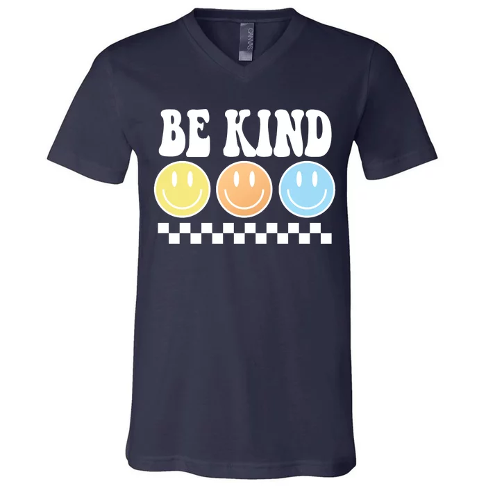 Be Kind Smiley Retro V-Neck T-Shirt