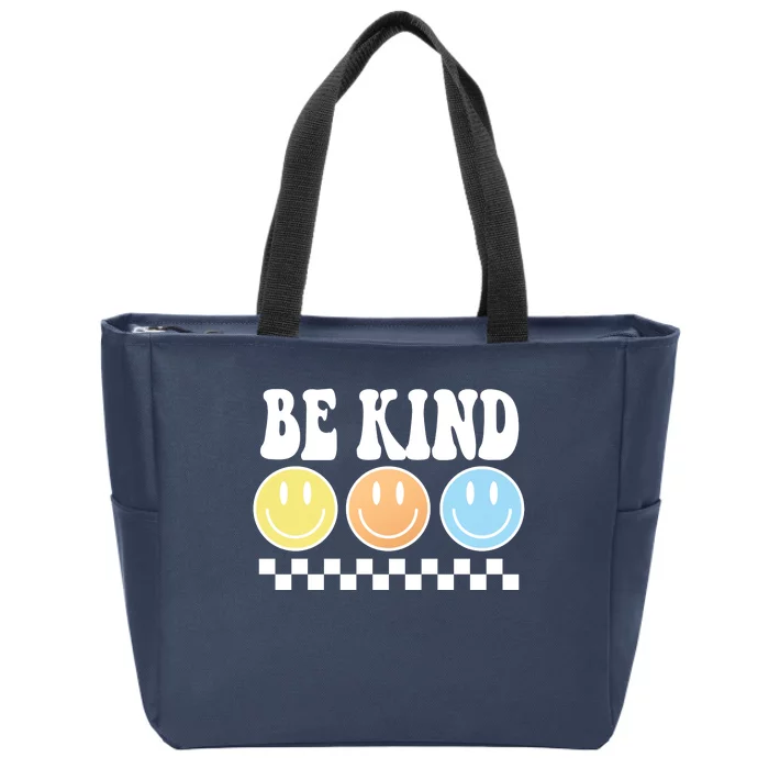 Be Kind Smiley Retro Zip Tote Bag