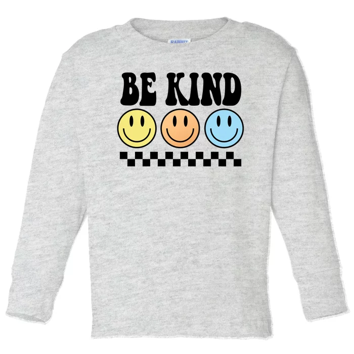 Be Kind Smiley Retro Toddler Long Sleeve Shirt