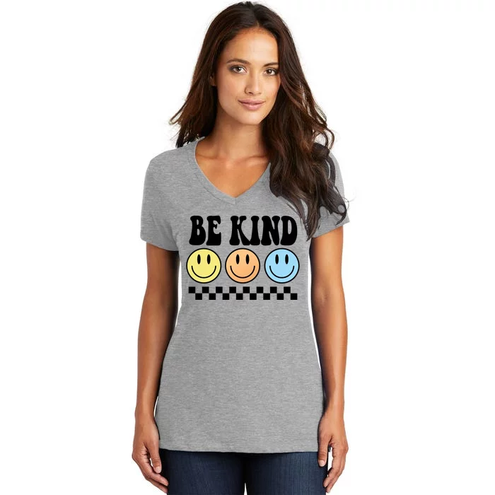 Be Kind Smiley Retro Women's V-Neck T-Shirt