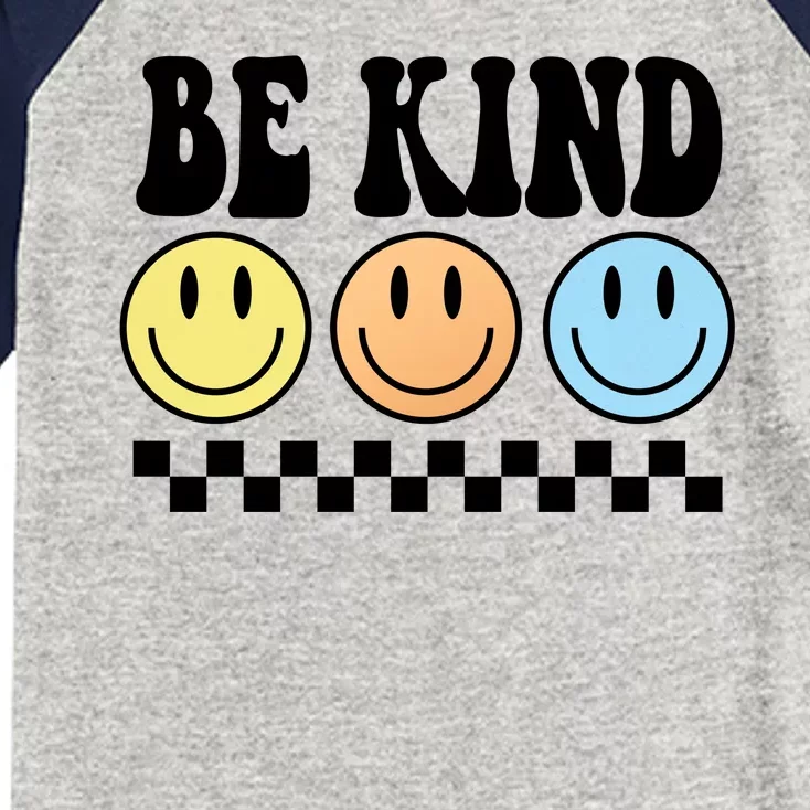 Be Kind Smiley Retro Kids Colorblock Raglan Jersey