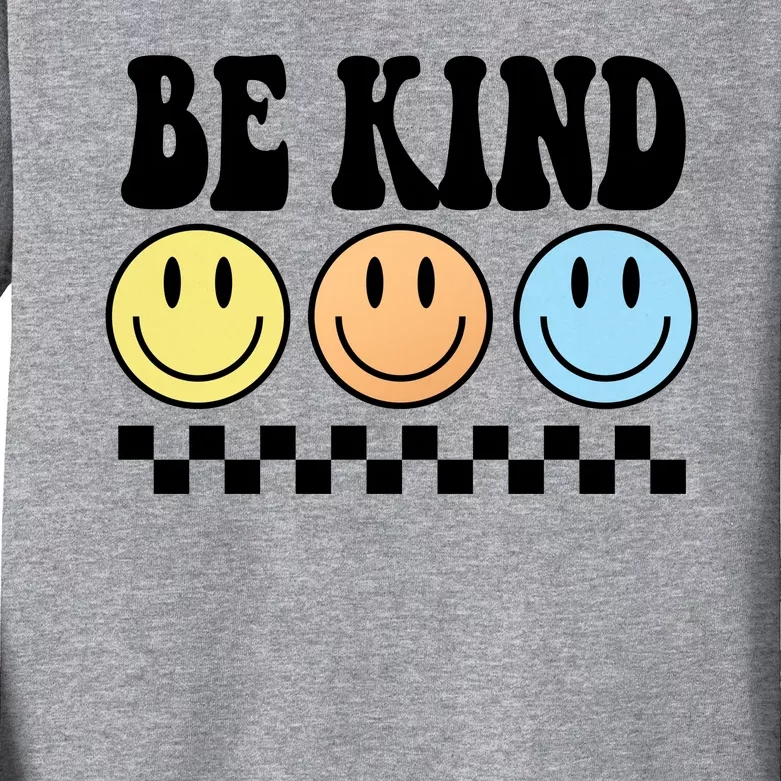 Be Kind Smiley Retro Kids Long Sleeve Shirt