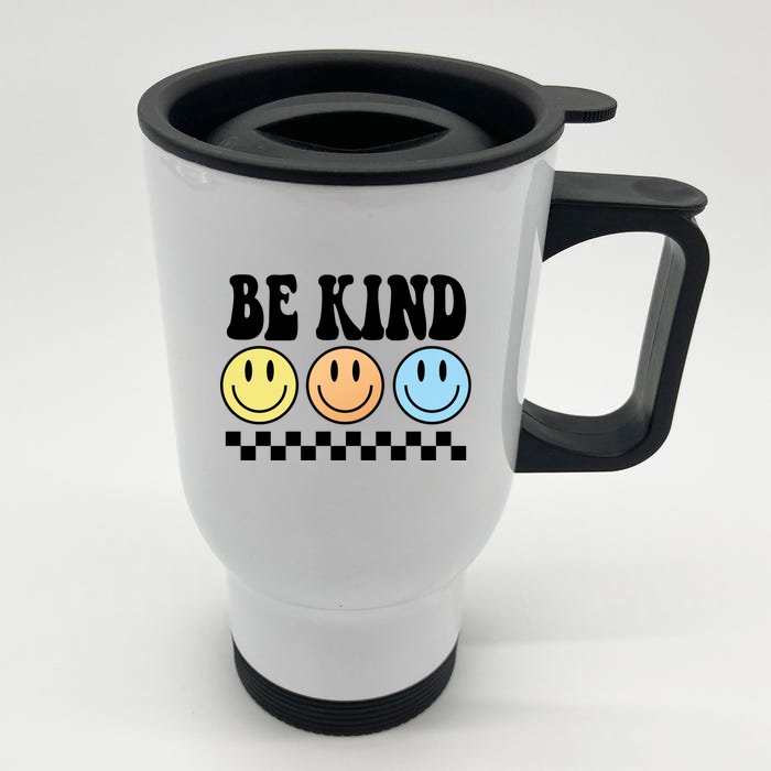 Be Kind Smiley Retro Front & Back Stainless Steel Travel Mug