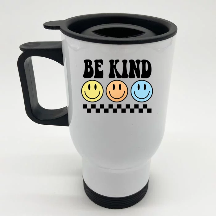 Be Kind Smiley Retro Front & Back Stainless Steel Travel Mug