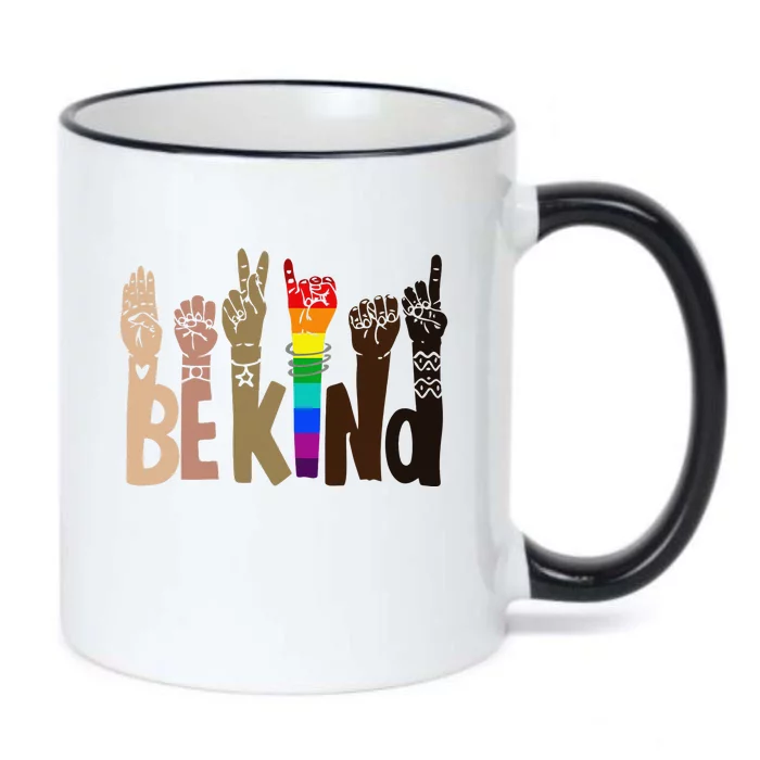 Be Kind Sign Language LGBT AntiRacism Kindness Raise Hand Black Color Changing Mug