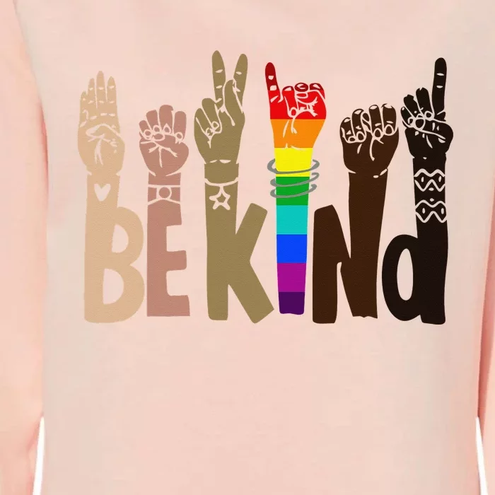 Be Kind Sign Language LGBT AntiRacism Kindness Raise Hand Womens California Wash Sweatshirt