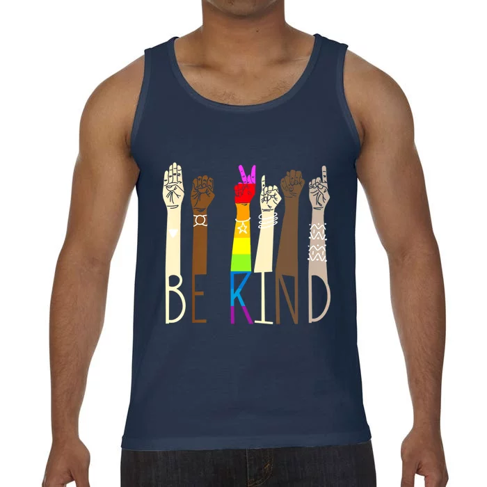 Be Kind Sign Language Hand Talking Lgbt Gay Les Pride Asl Gift Comfort Colors® Tank Top