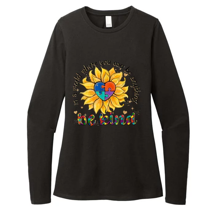 Be Kind Sunflower Autism Mom Dad Women Autism Awareness Womens CVC Long Sleeve Shirt